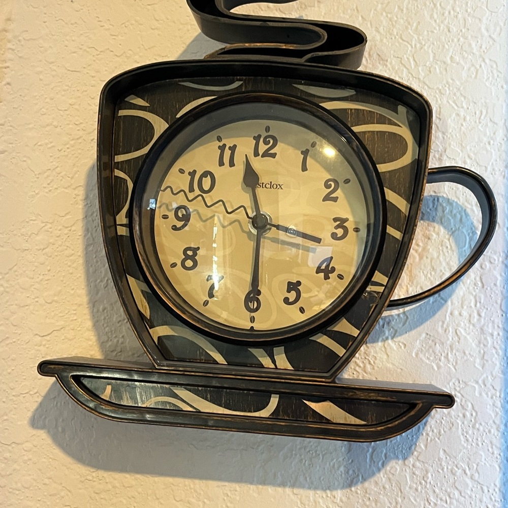 Black and Brown Coffee Cup Wall Clock
